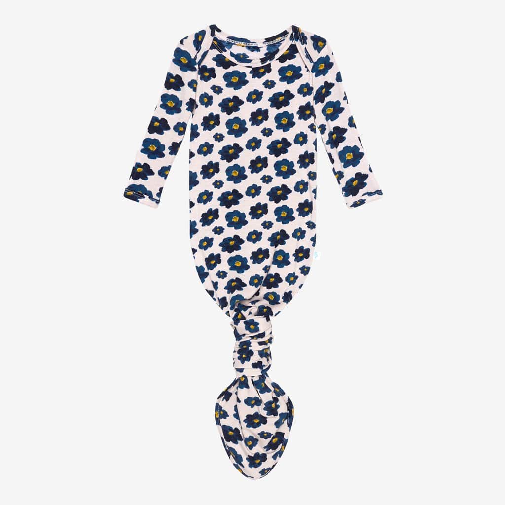 Alexa blue floral print knotted gown