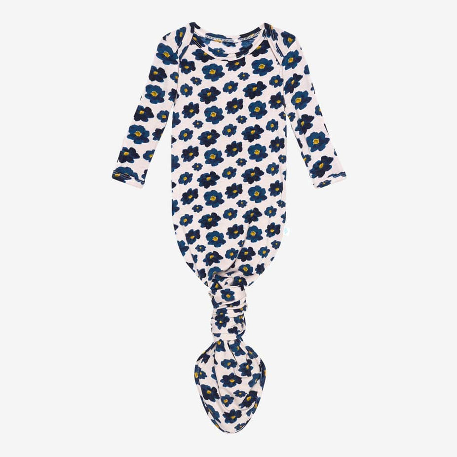 Alexa blue floral print knotted gown