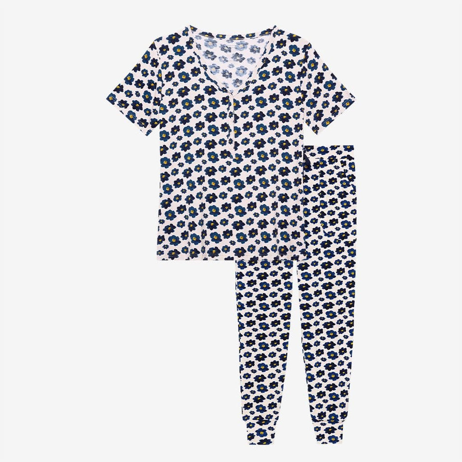 Alexa blue floral women's short sleeve loungewear