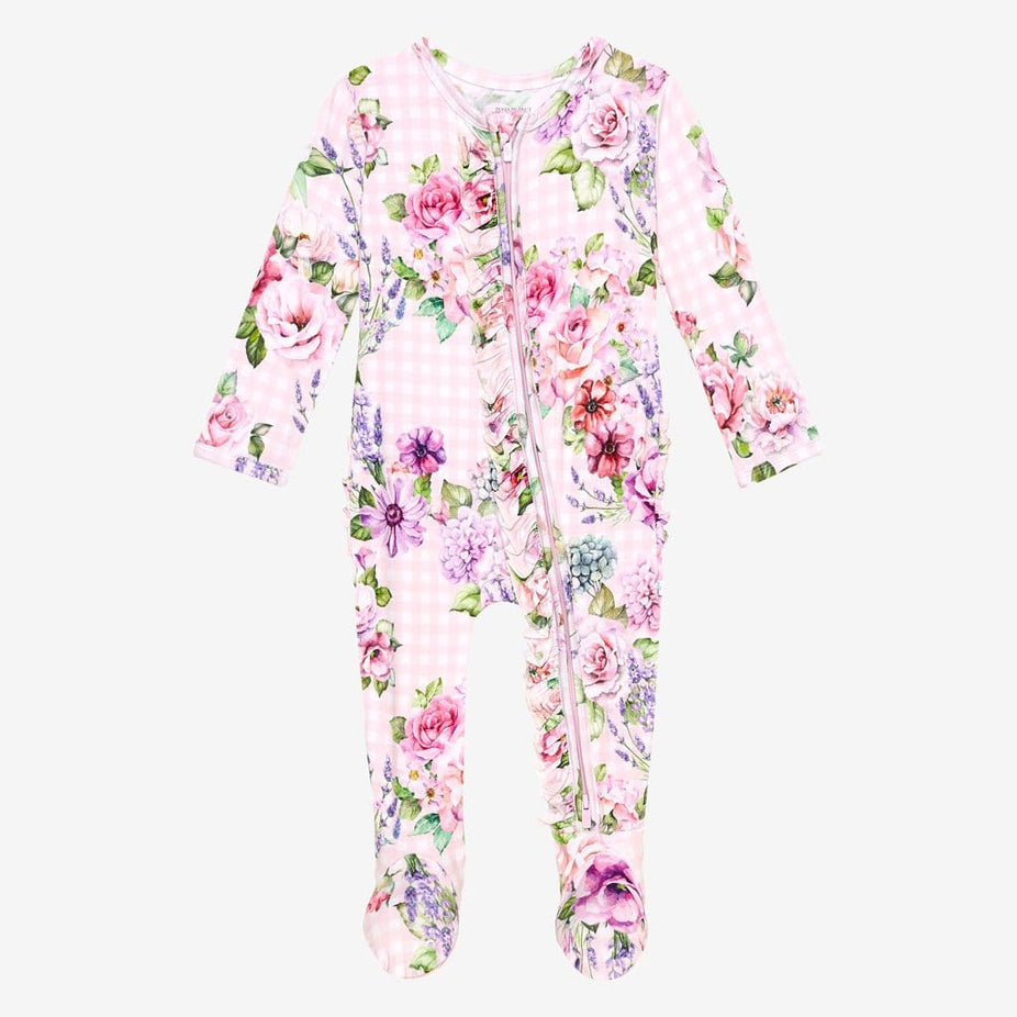 Arabella footie ruffled zippered one piece