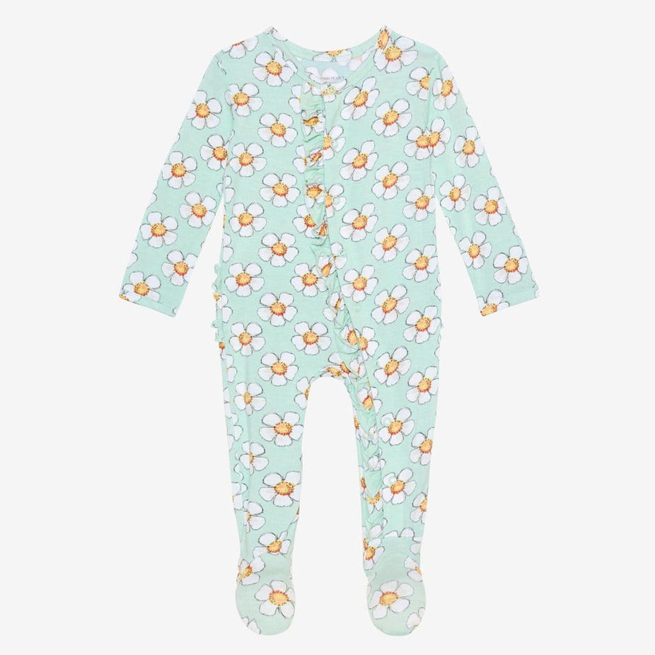 Audrey footie ruffled snap one piece