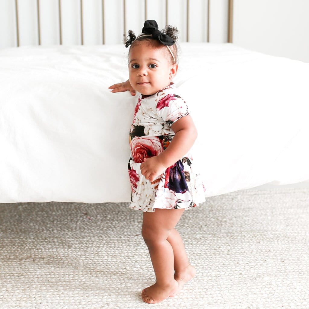 Black Rose Twirl Skirt Bodysuit Dress