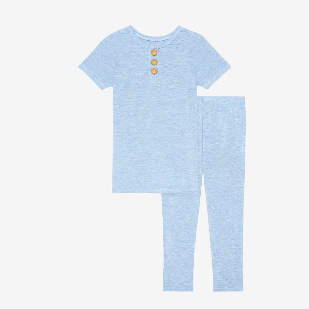 Blue Heather Short Sleeve Henley Pajamas