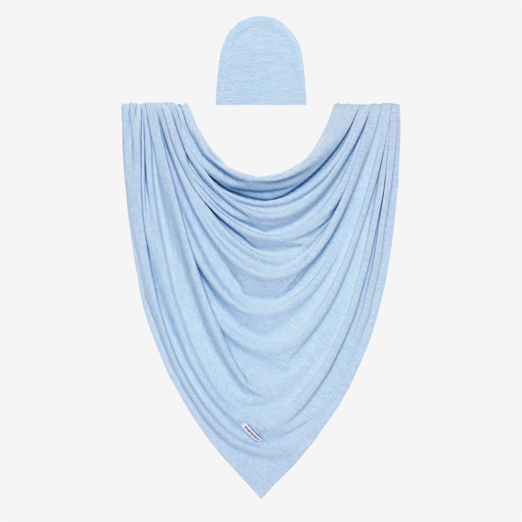 Blue Heather Swaddle Beanie Set