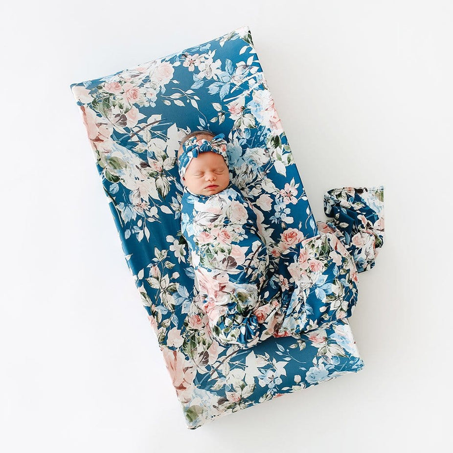 Blue Rose Changing Pad Cover