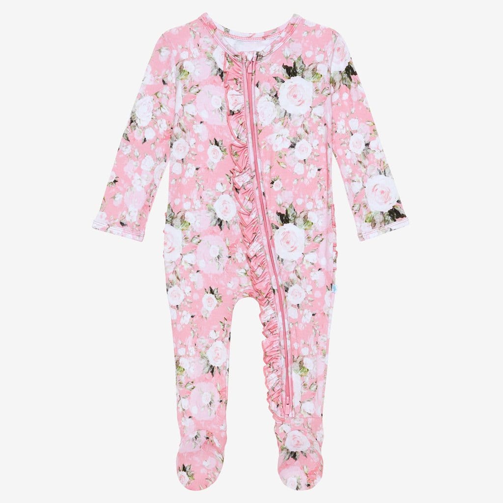 Emma footie ruffled zippered one piece
