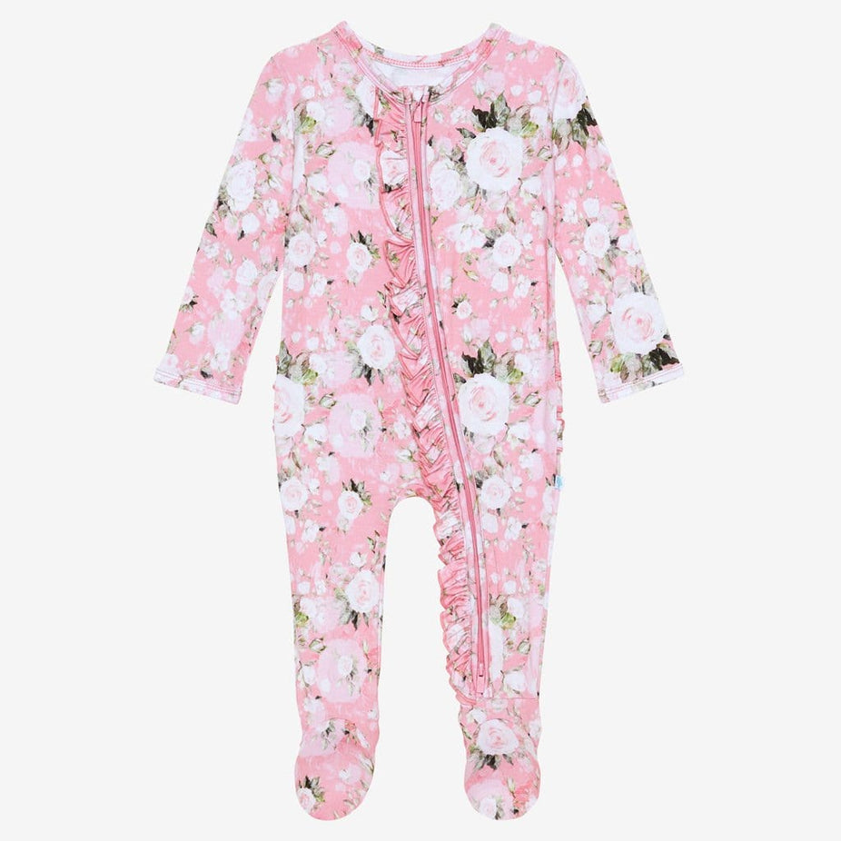 Emma footie ruffled zippered one piece