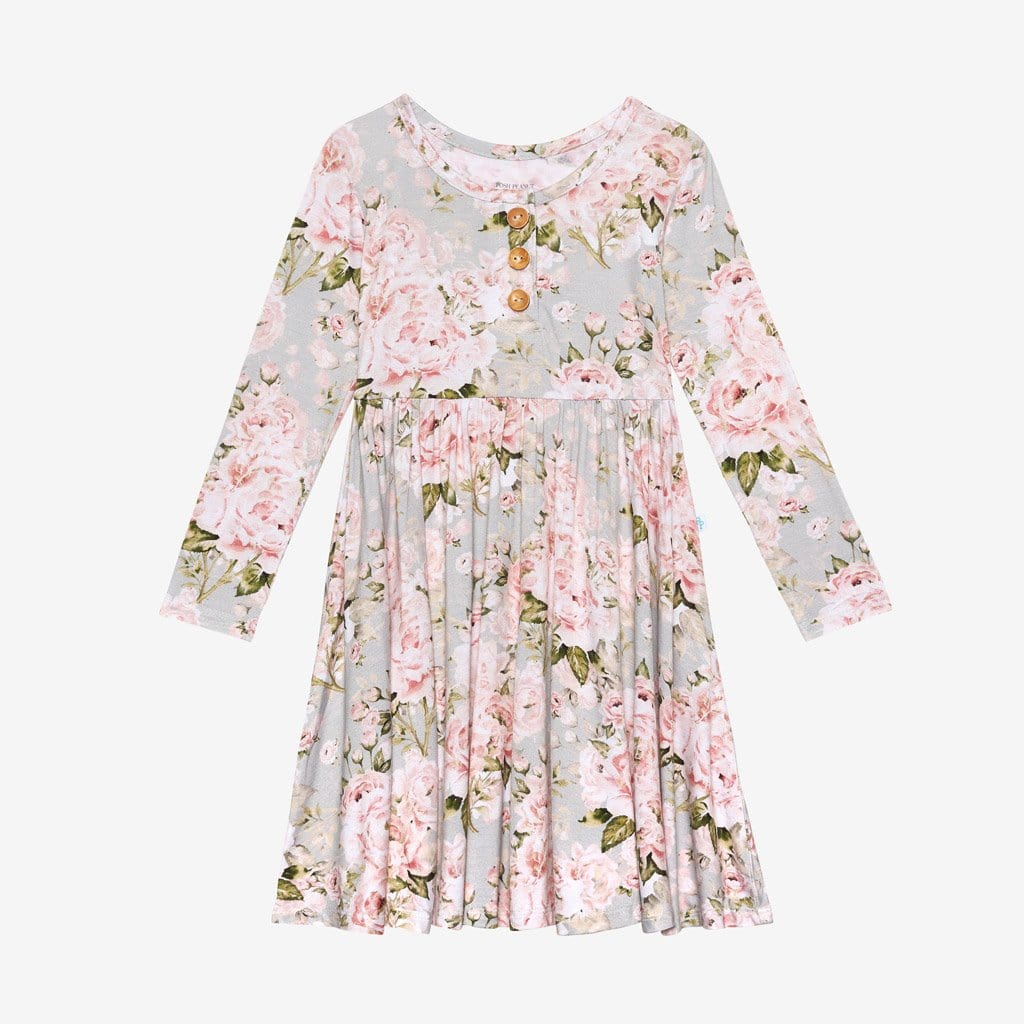 Celine long sleeve henley twirl dress