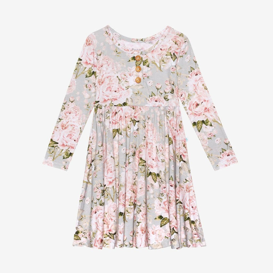 Celine long sleeve henley twirl dress