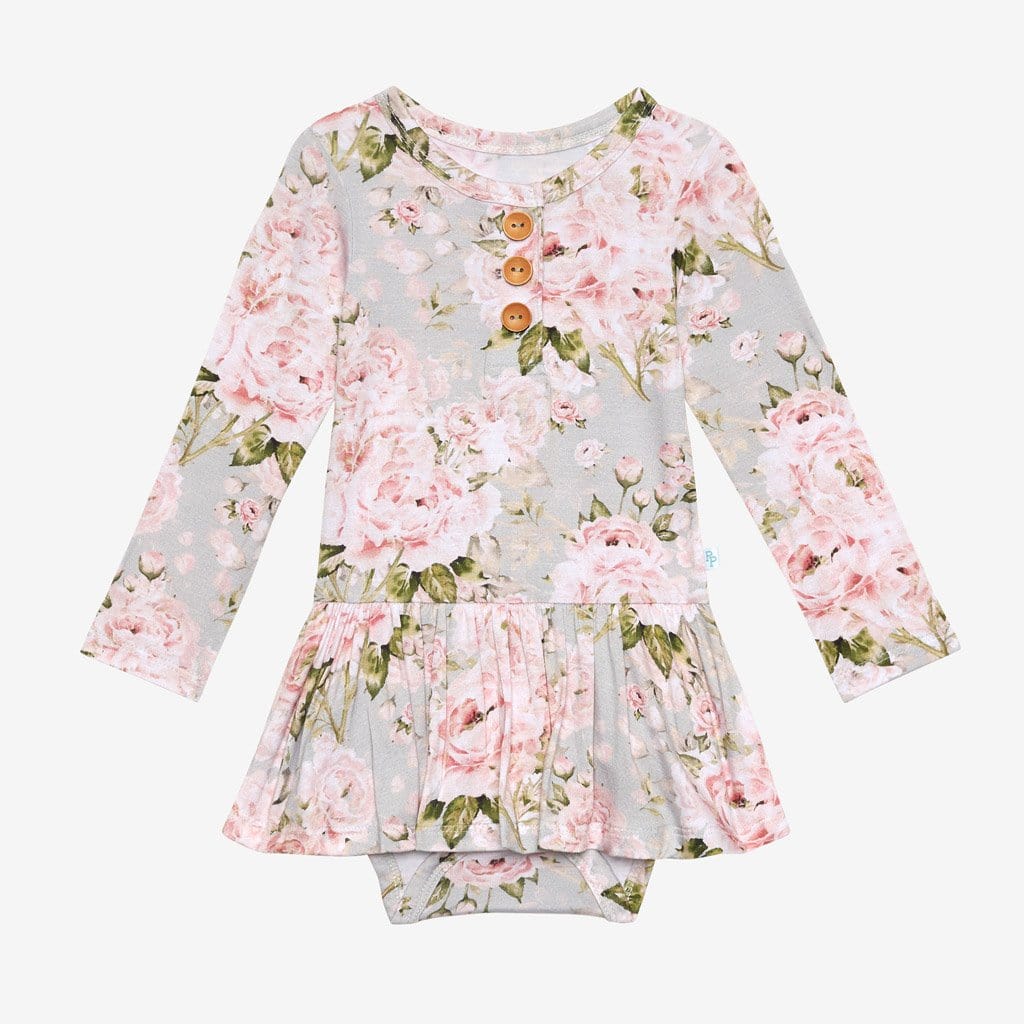 Celine long sleeve henley twirl skirt bodysuit