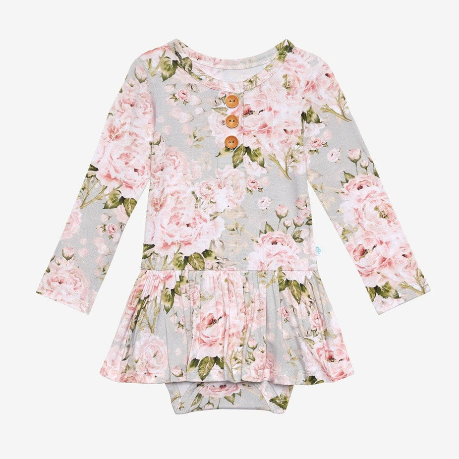 Celine long sleeve henley twirl skirt bodysuit