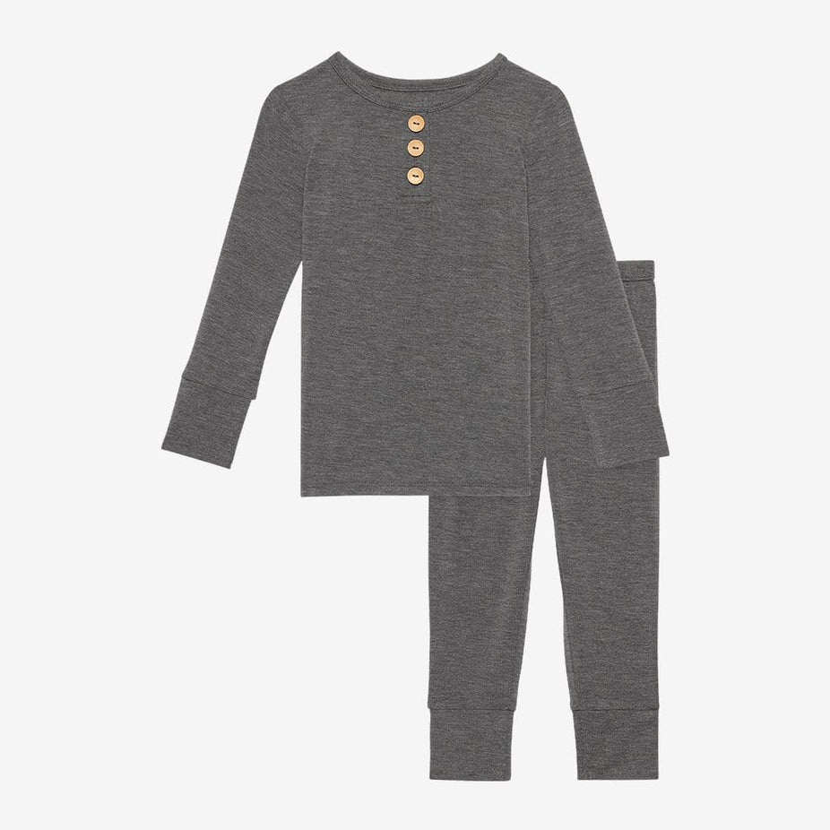 Charcoal Heather Long Sleeve Henley Pajamas