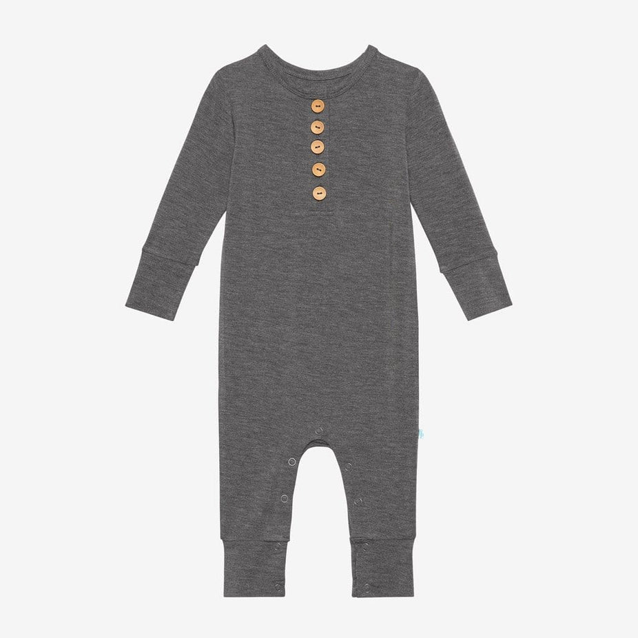 Charcoal Heather Long Sleeve Henley Romper