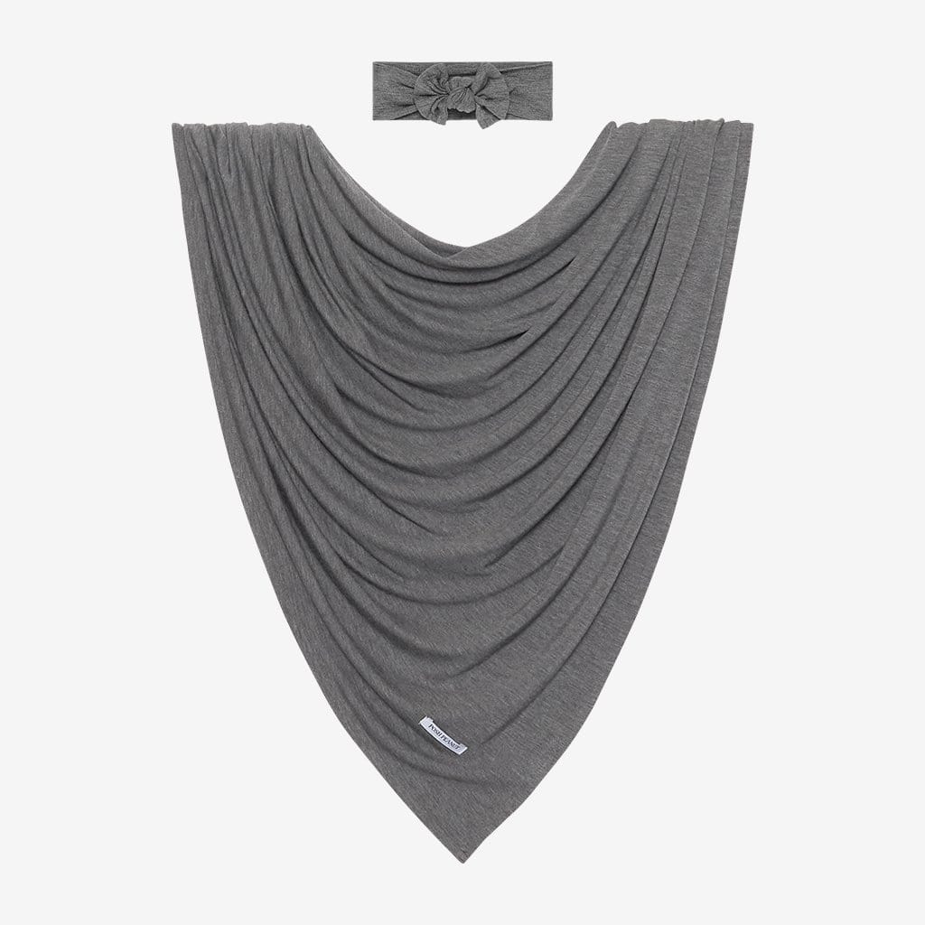 Charcoal Heather Swaddle Headband Set