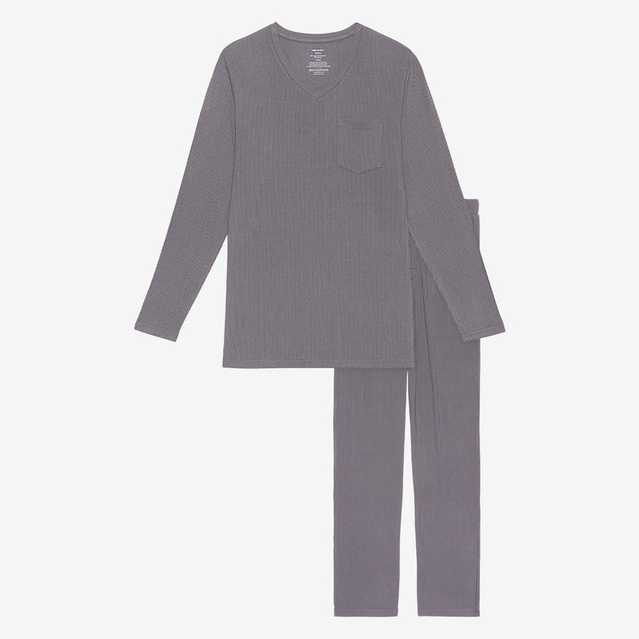 Charcoal Ribbed Men's Long Sleeve Loungewear