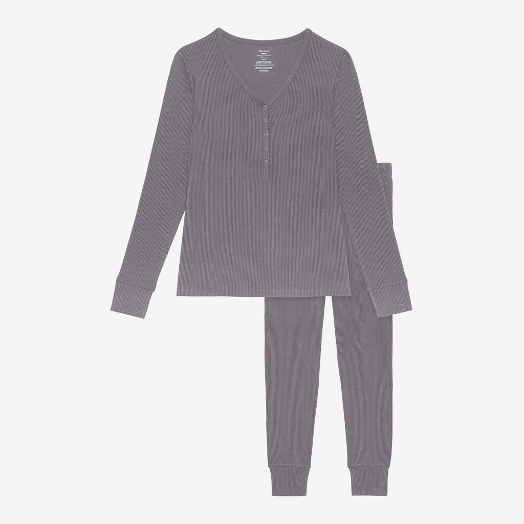 Charcoal Ribbed Women's Long Sleeve Loungewear