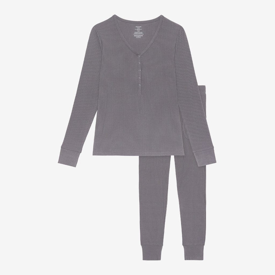 Charcoal Ribbed Women's Long Sleeve Loungewear