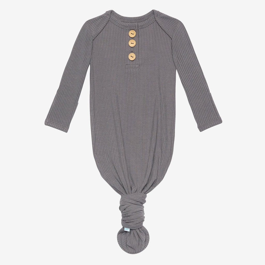 Charcoal Ribbed Button Knotted Gown