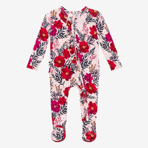 Chloe Footie Ruffled Zippered One Piece