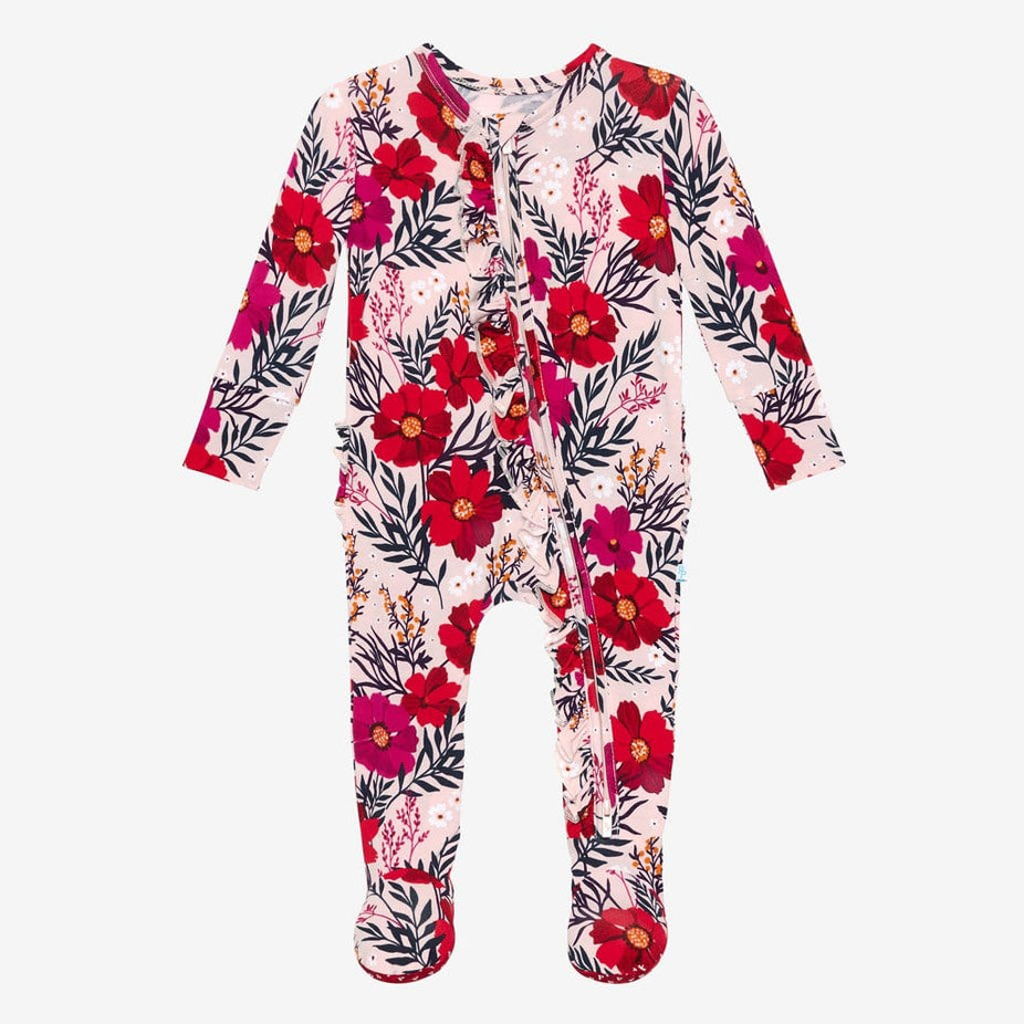 Chloe Footie Ruffled Zippered One Piece