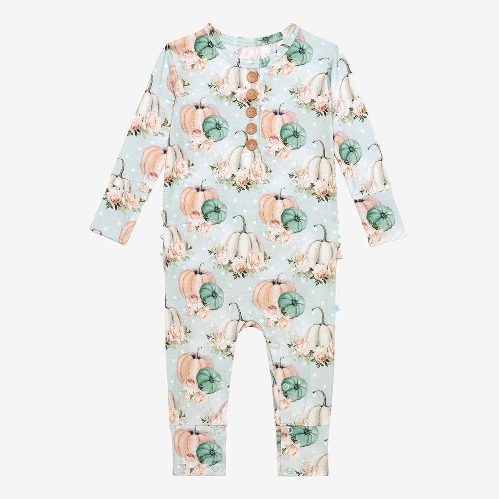 Jackie Long Sleeve Ruffled Henley Romper
