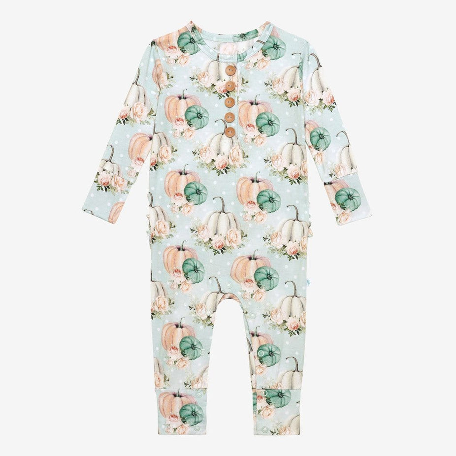 Jackie Long Sleeve Ruffled Henley Romper