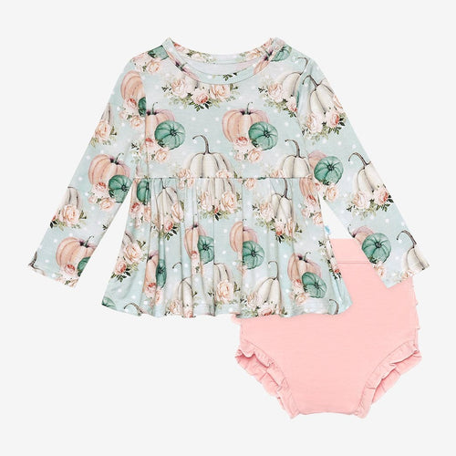 Jackie Long Sleeve Peplum Ruffled Bummie Set