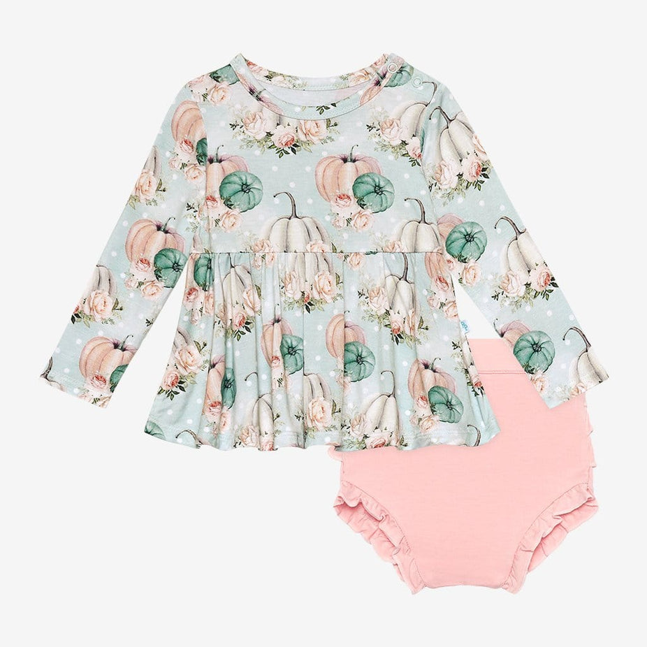 Jackie Long Sleeve Peplum Ruffled Bummie Set
