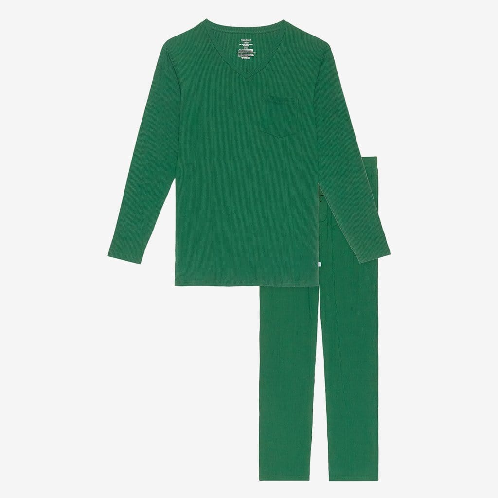 Juniper Green Ribbed Men's Long Sleeve Loungewear