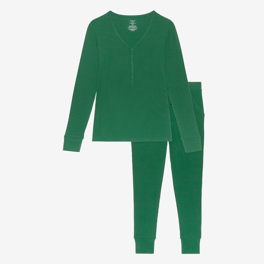 Juniper Green Ribbed Women's Long Sleeve Loungewear
