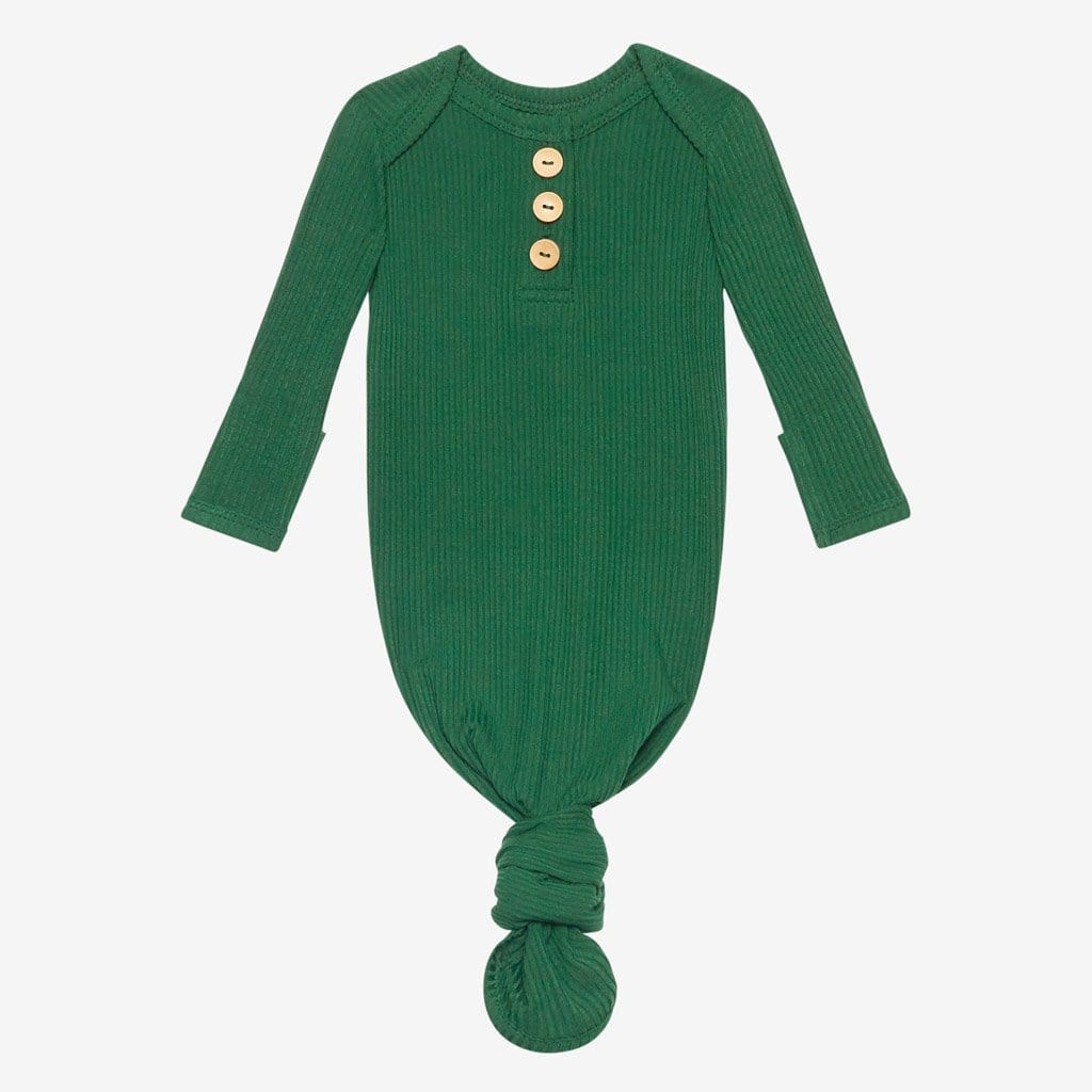 Juniper Green Ribbed Button Knotted Gown