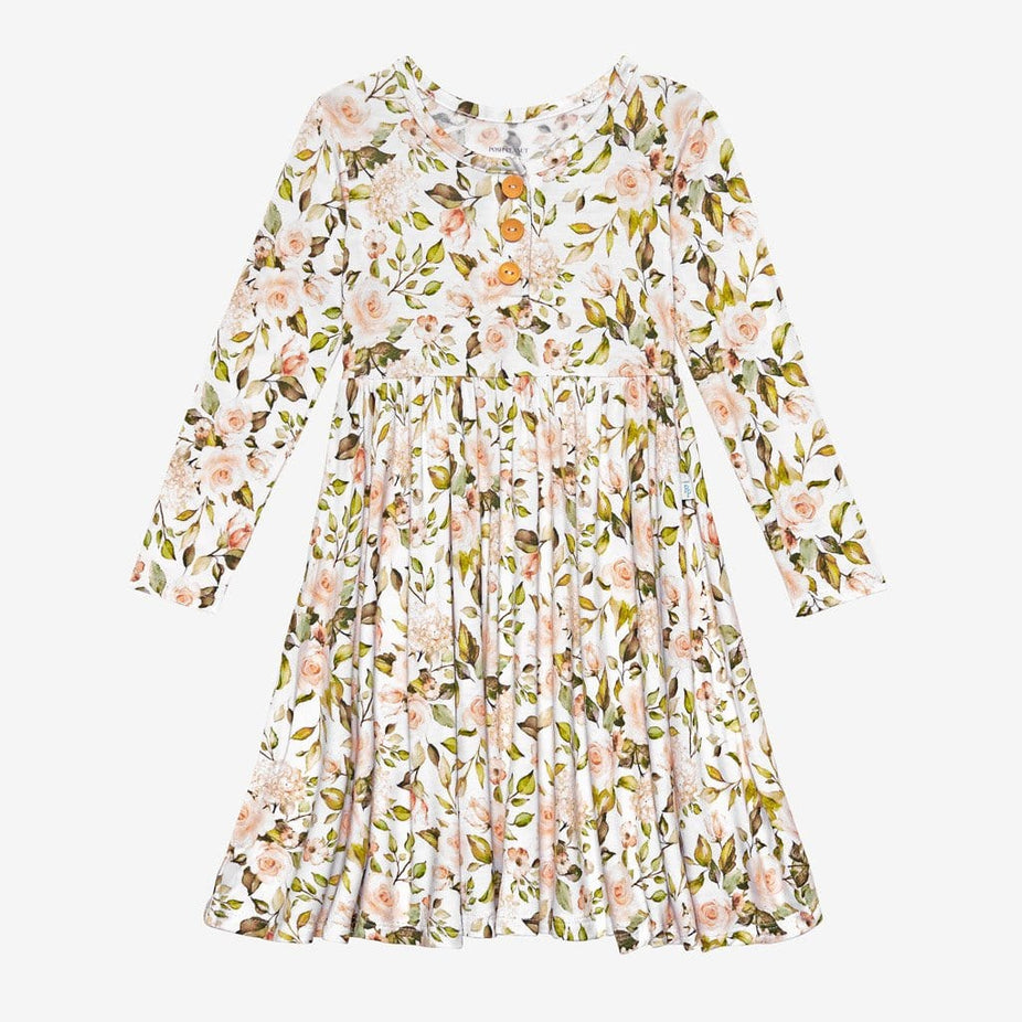 Katherine Long Sleeve Henley Twirl Dress