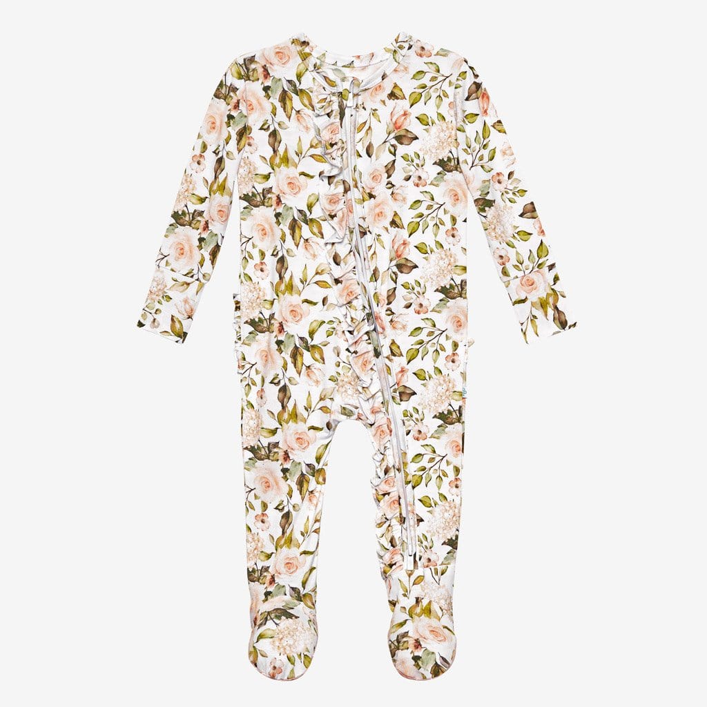 Katherine Footie Ruffled Zippered One Piece