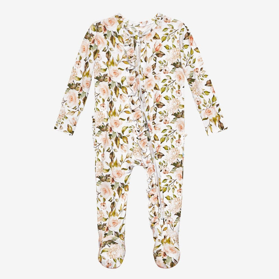 Katherine Footie Ruffled Zippered One Piece