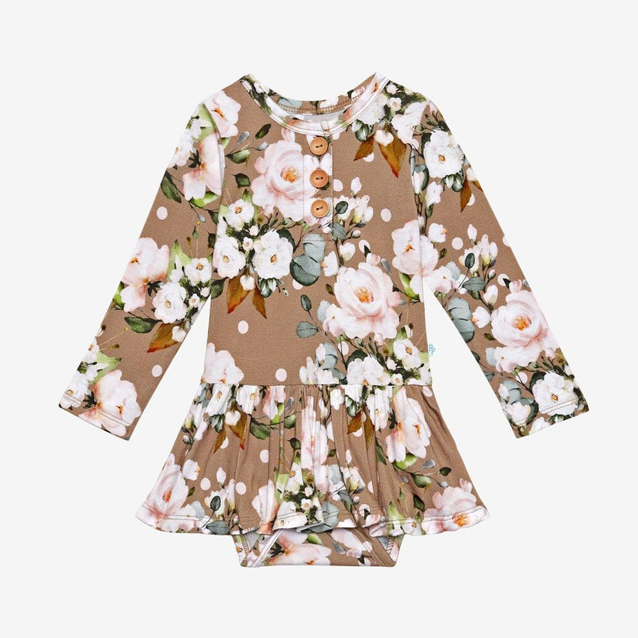 Leona Long Sleeve Henley Twirl Skirt Bodysuit