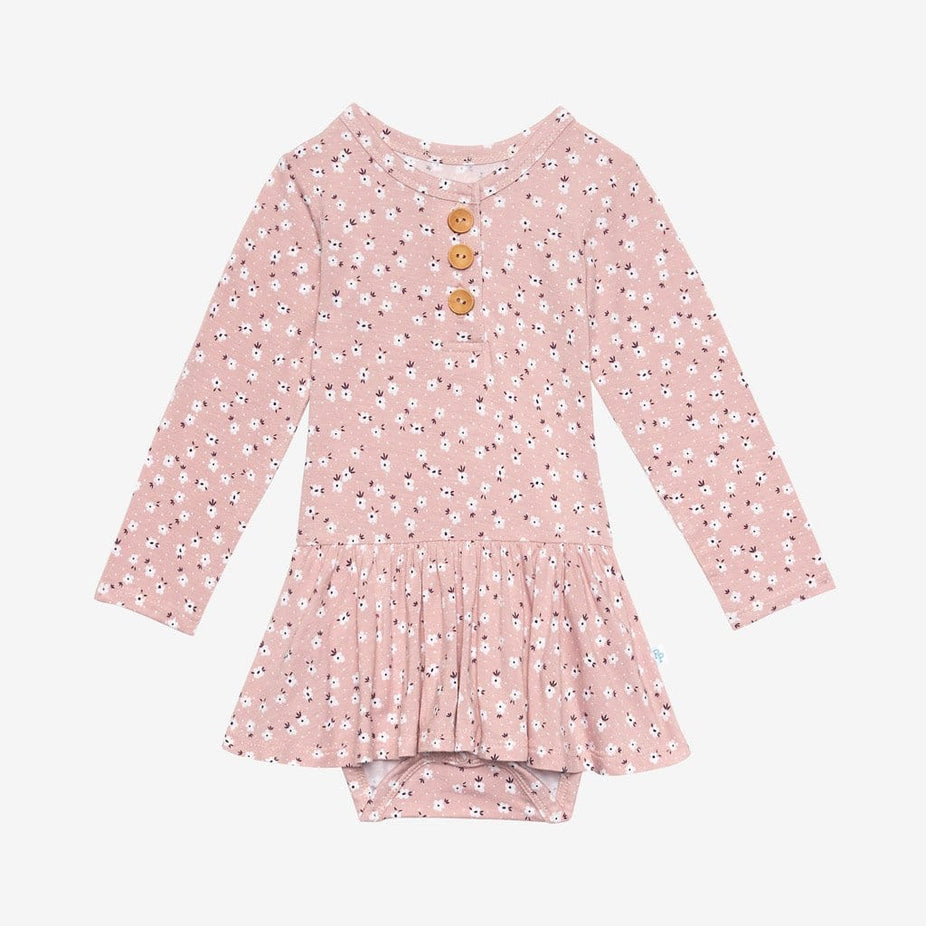Maevis long sleeve henley twirl skirt bodysuit