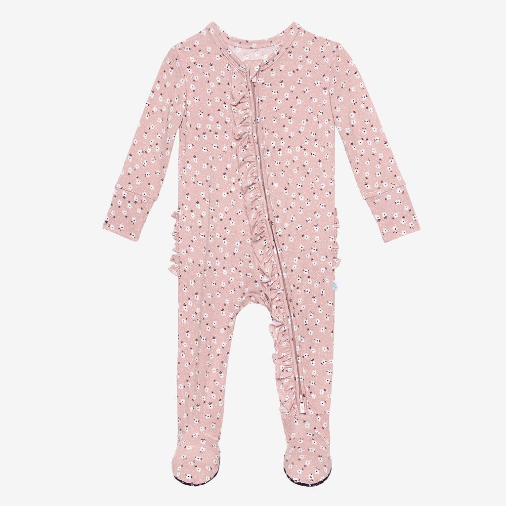 Maevis footie ruffled zippered one piece