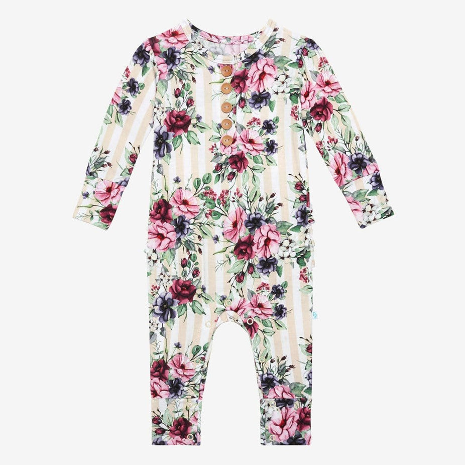 Melina Long Sleeve Ruffled Henley Romper