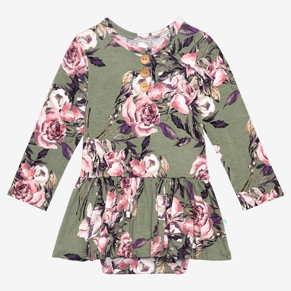 Seraphine long sleeve henley twirl skirt bodysuit