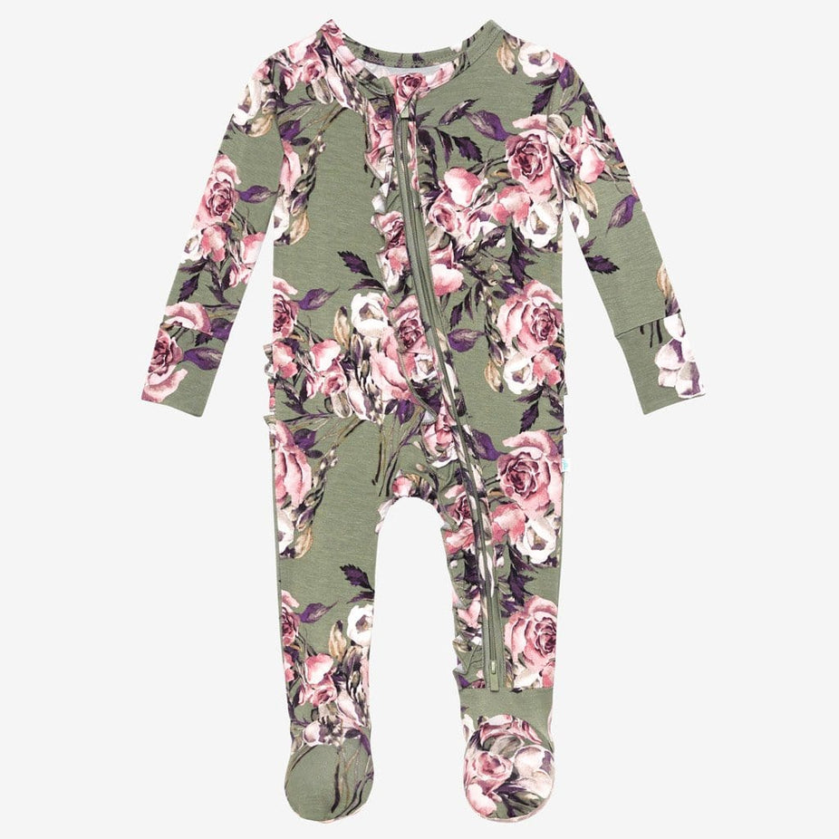 Seraphine footie ruffled zippered one piece