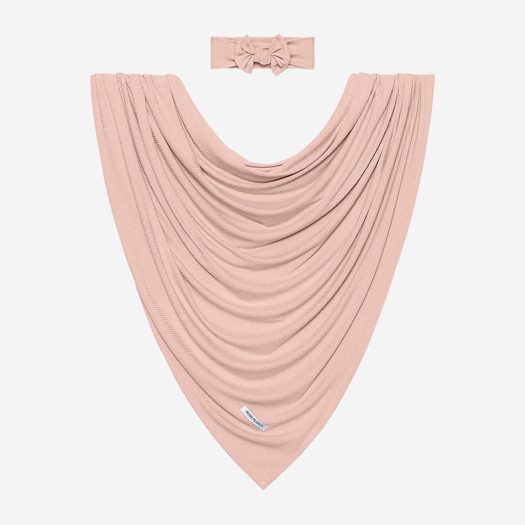 Sweet Pink Ribbed Swaddle Headband Set