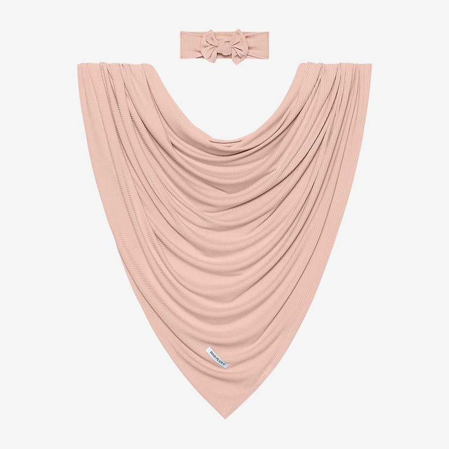 Sweet Pink Ribbed Swaddle Headband Set