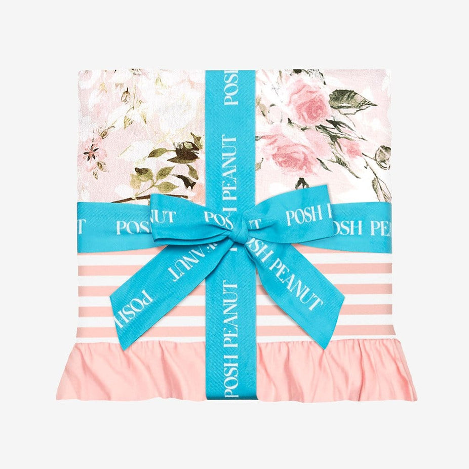Vintage Pink Rose & Rose Stripe Ruffled Luxe Patoo™