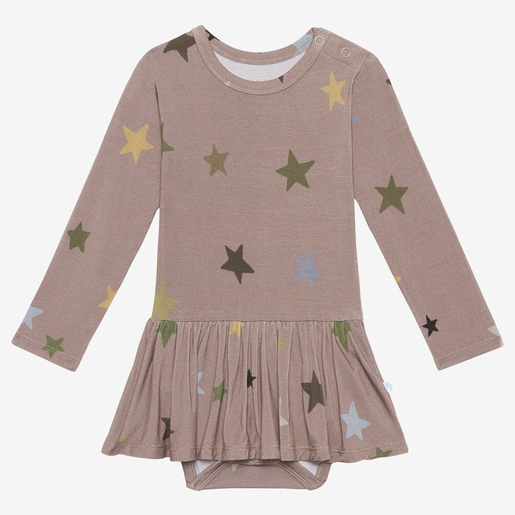Walker long sleeve henley twirl skirt bodysuit