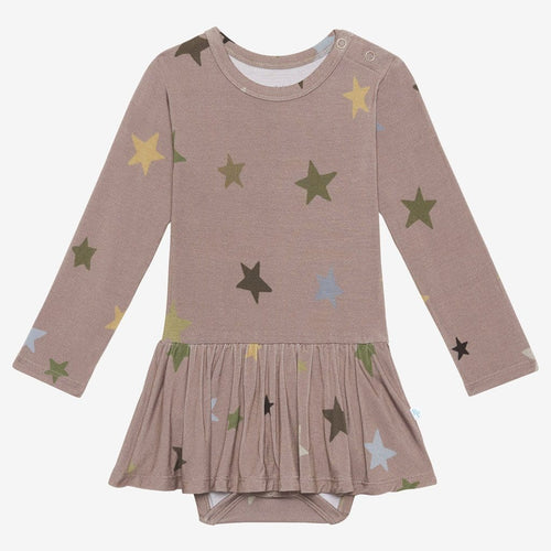 Walker long sleeve henley twirl skirt bodysuit