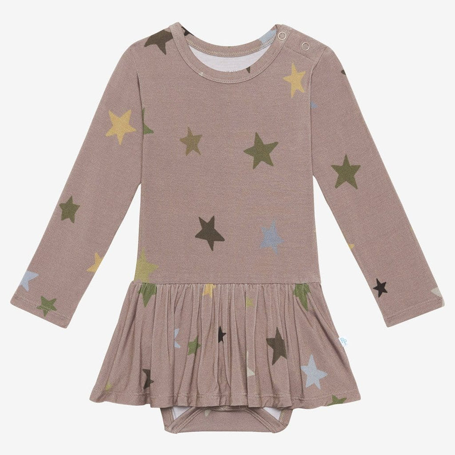 Walker long sleeve henley twirl skirt bodysuit
