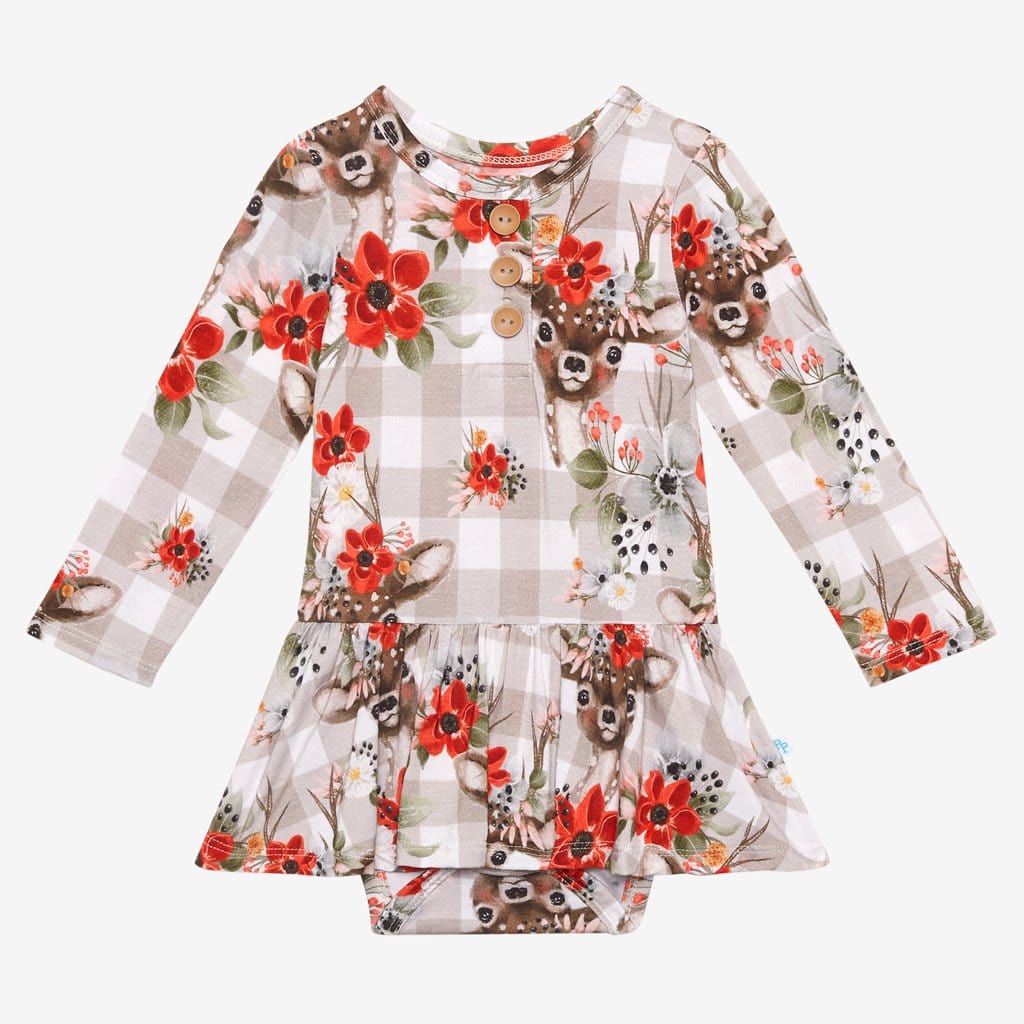 Winnie Long Sleeve Henley Twirl Skirt Bodysuit