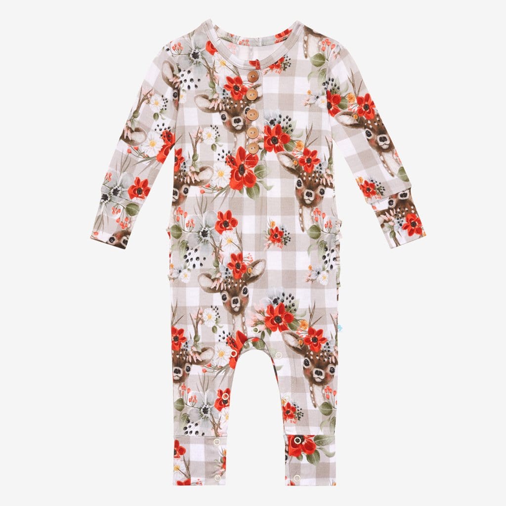 Winnie Long Sleeve Ruffled Henley Romper