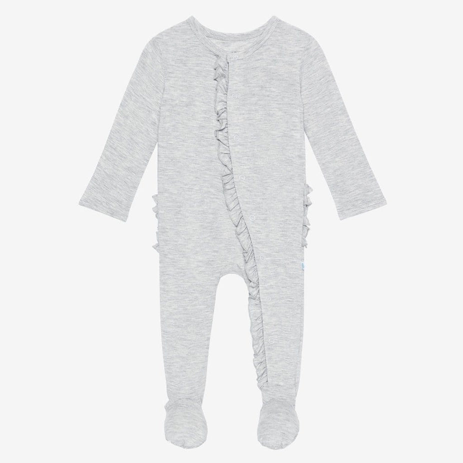 Athletic Gray Heather Footie Ruffled Snap One Piece