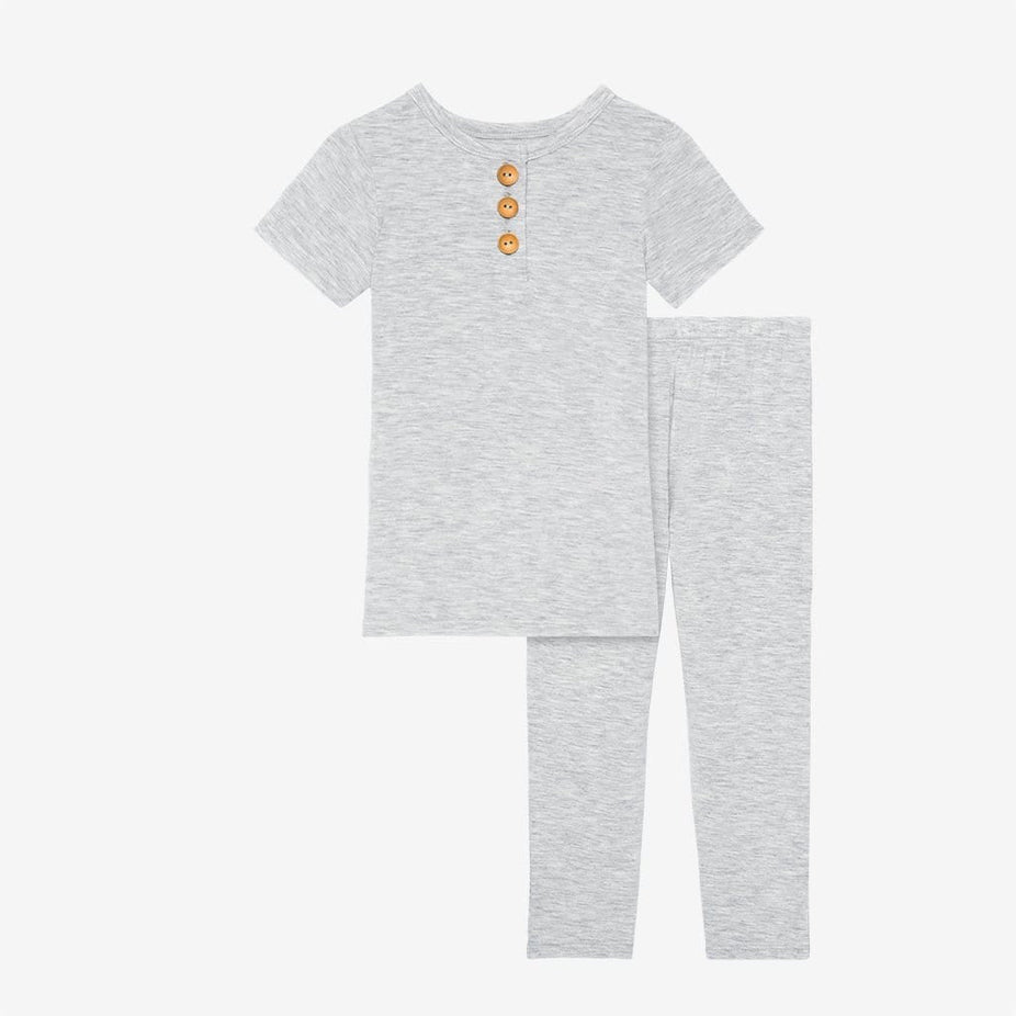 Athletic Gray Heather Short Sleeve Henley Pajamas